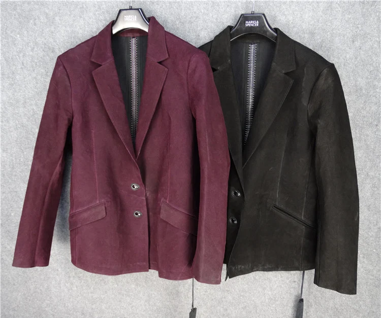 

Dark Pioneer Series Single Metal Keel Suit Uncoated Frosted Cowhide Handmade Splicing Men's