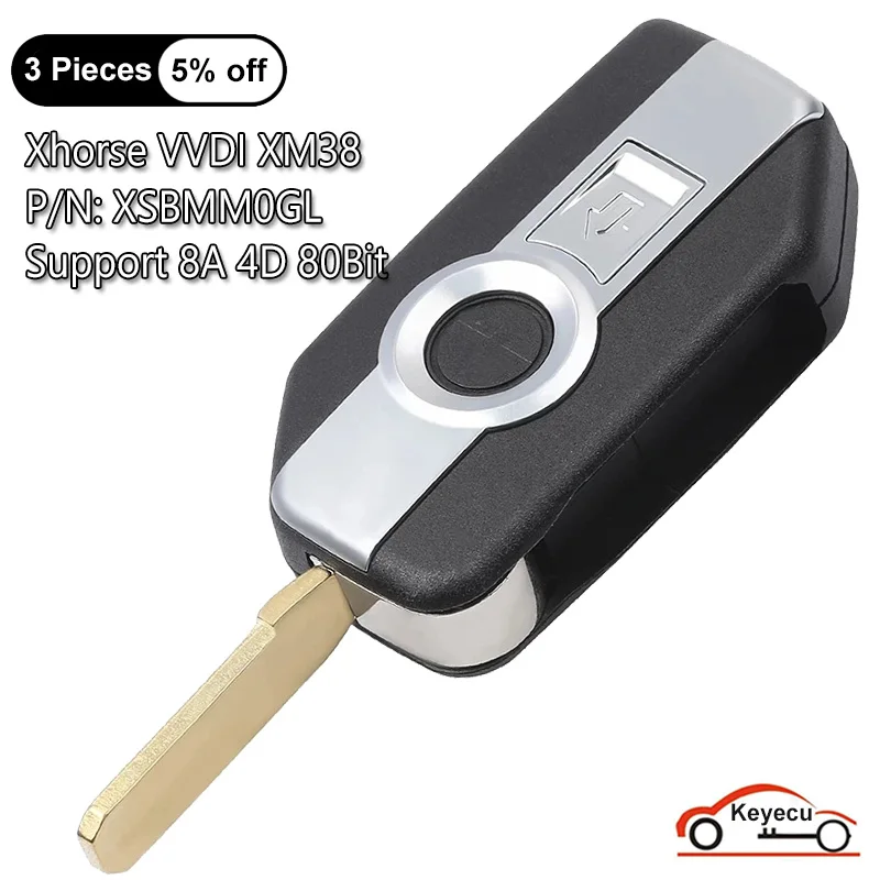 

KEYECU 2 Buttons for BMW Motorcycle Smart Flip Remote Key Generated By Xhorse VVDI XM38 Smart Remote Key Supporting 8A 4D 80 Bit