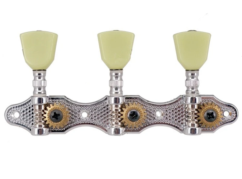 Ein Set Jadegrüne Trapezförmige Knöpfe 3R3L Chrom-Saitenstimmer Mechaniken für Klassische Gitarren Zubehörteile – Detail 3