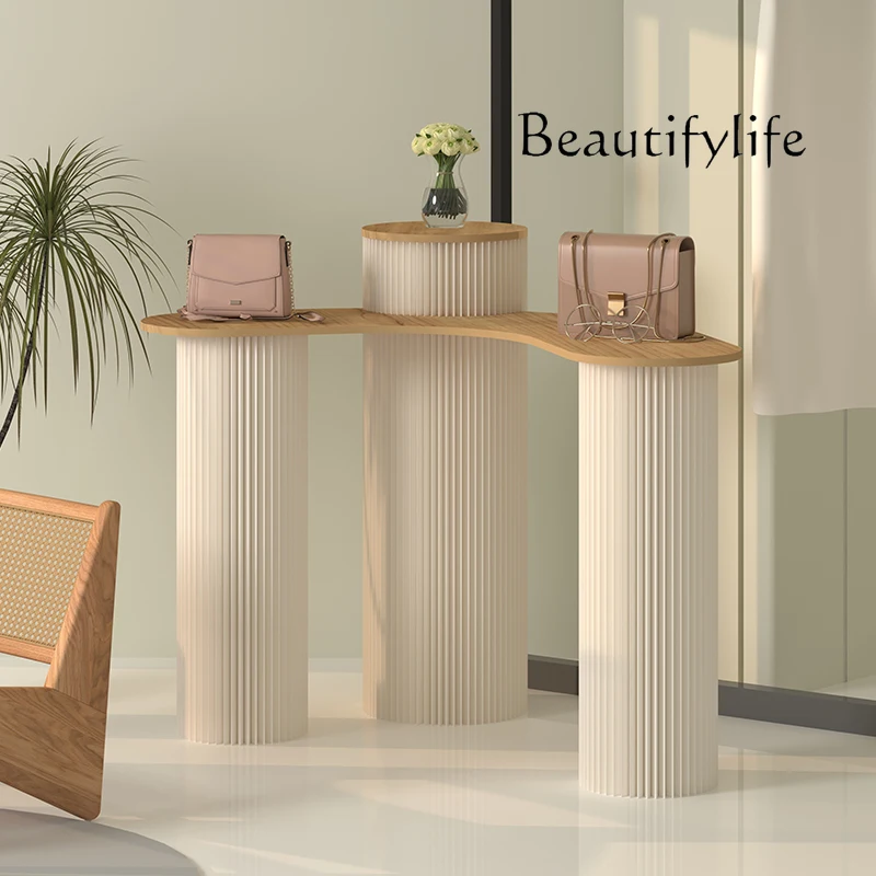 Cylinder booth Nakajima table Roman column display stand Boutique table Foldable display stand decoration