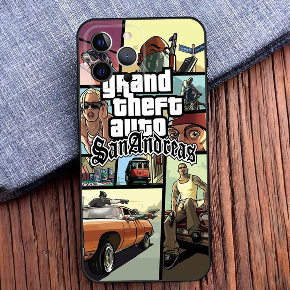 San Andreas G-GTA Phone Case For iPhone 16,15,14,13,12,11,Pro,X,XS,Max,XR,Plus,Mini Black Soft Silicone Case