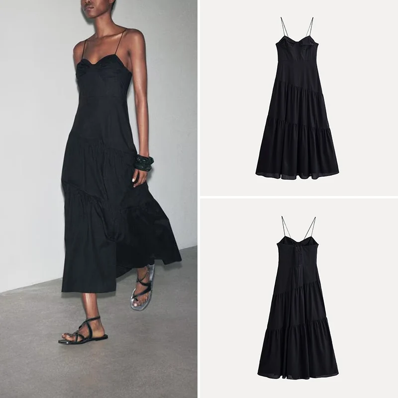Elegant Tight-Fitting Bralette Dress Women's Style Spring 2025 New Arrival ZADATA Brand Polyester Fiber 100% Sleeveless Gown