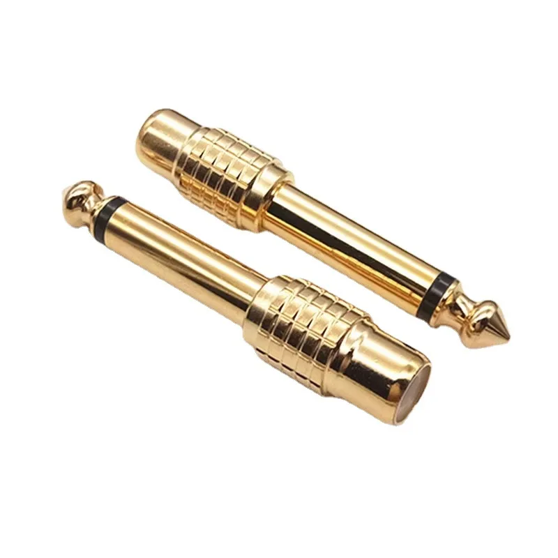 10pcs Copper gold-plated 6.5 to Lotus female head mixer audio adapter 6.35 to RCA 6.5 to AV Electronic Accessories & Supplies