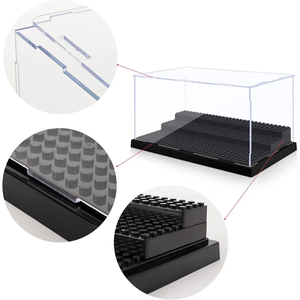 1pc Acrylic Display Case for Model Action Figures Blocks with 3-Tiered Steps Clear Dustproof Acrylic Display Box Storage