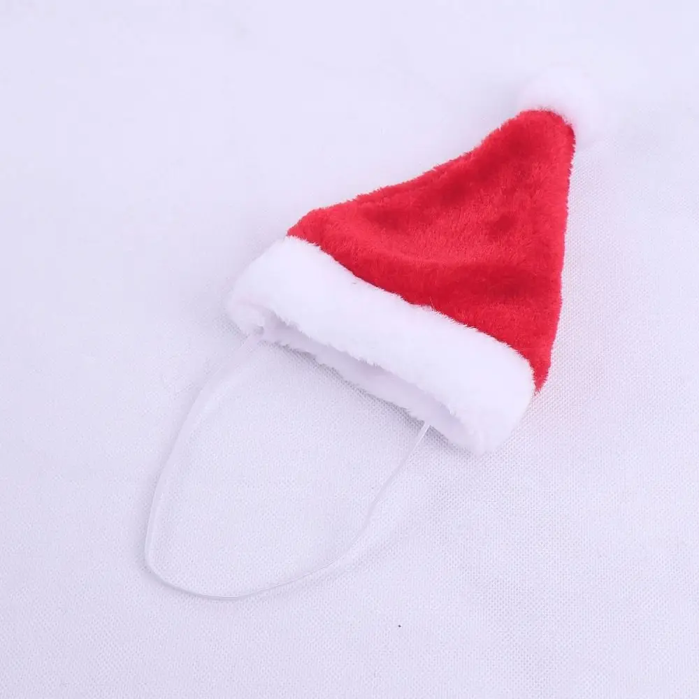 Cozy Red Color Pet Santa Hat Soft Fabric Dog Christmas Cap Adjustable Strap Warm Material Cat Party Hats Christmas Party