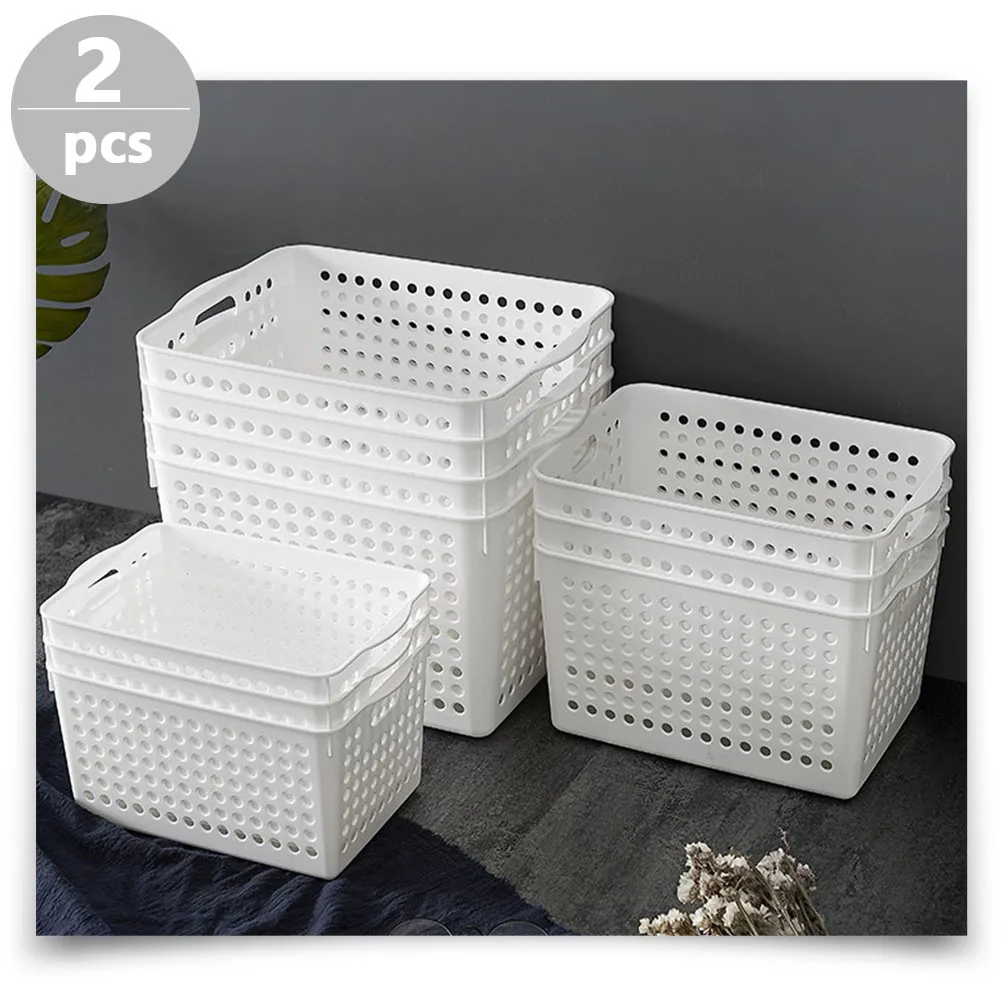 

2pcs Files Organizing Basket Sundry Storage Box Plastic Household Supplies Desktop Organizing Holder Kitchen Snack Storage