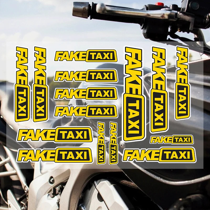 Pegatinas de tarjeta F-Fake T-Taxi, nueva pegatina para motocicleta, pegatina para tanque, Logo, emblema dorado, decoración impermeable