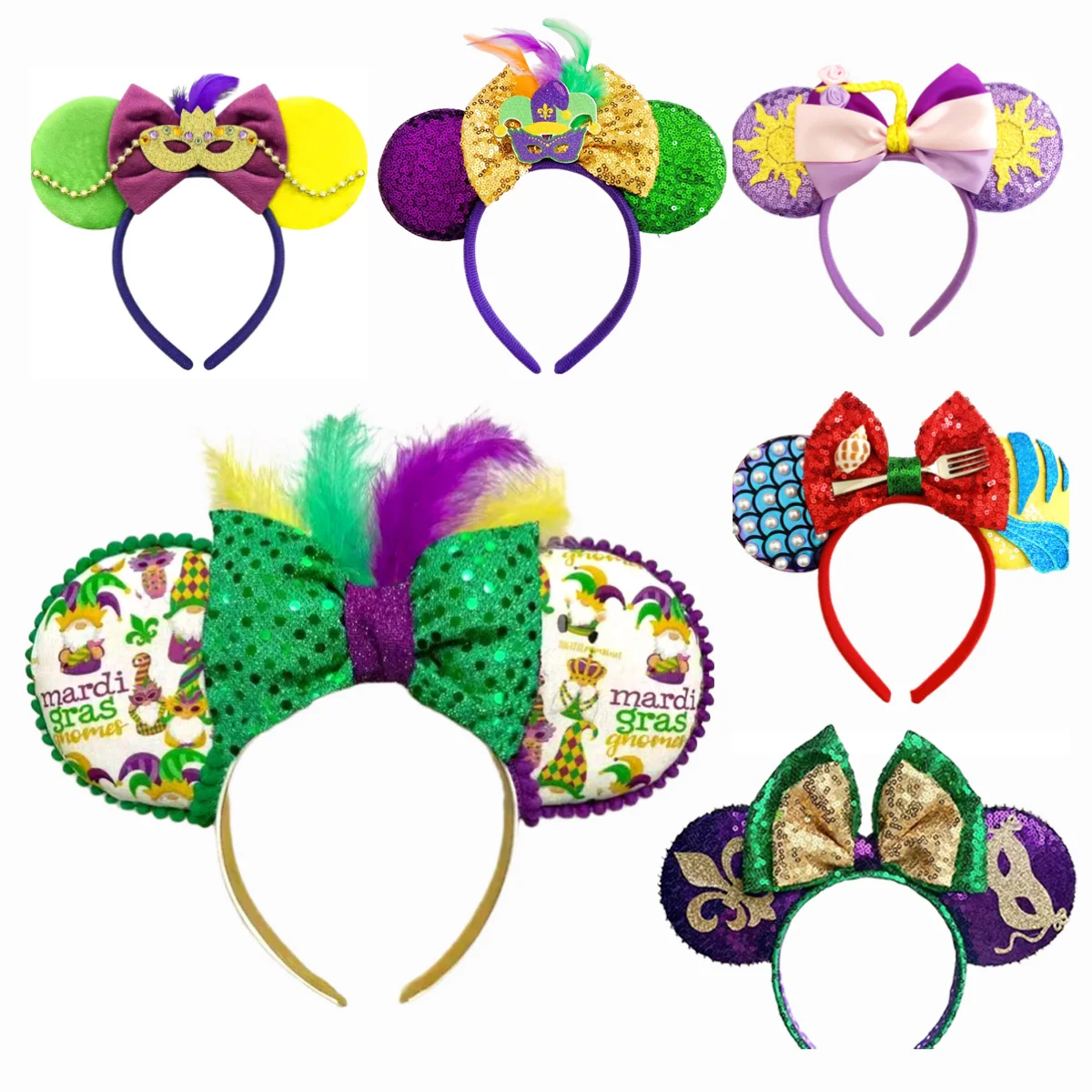 

New Feather Mickey Mouse Hairbands For Women Happy Halloween Headband Girl Cosplay Mermaid Minnie Hairband Kid Hair Accessorie