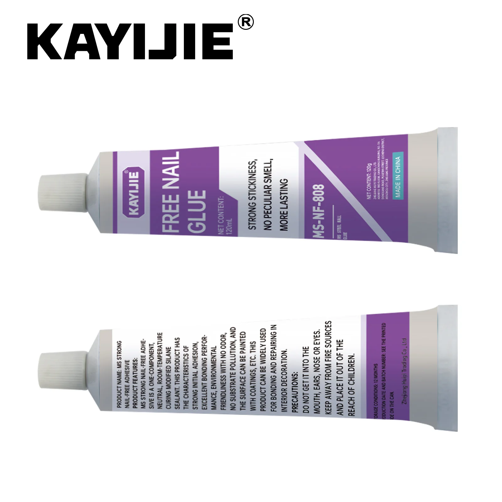 KAYIJIE-MS-NF-808-Clear Universal Nail Free Glue, Strong Bond Adhesive for Wall Decoration, Ceramic Tile & Hook Mounting