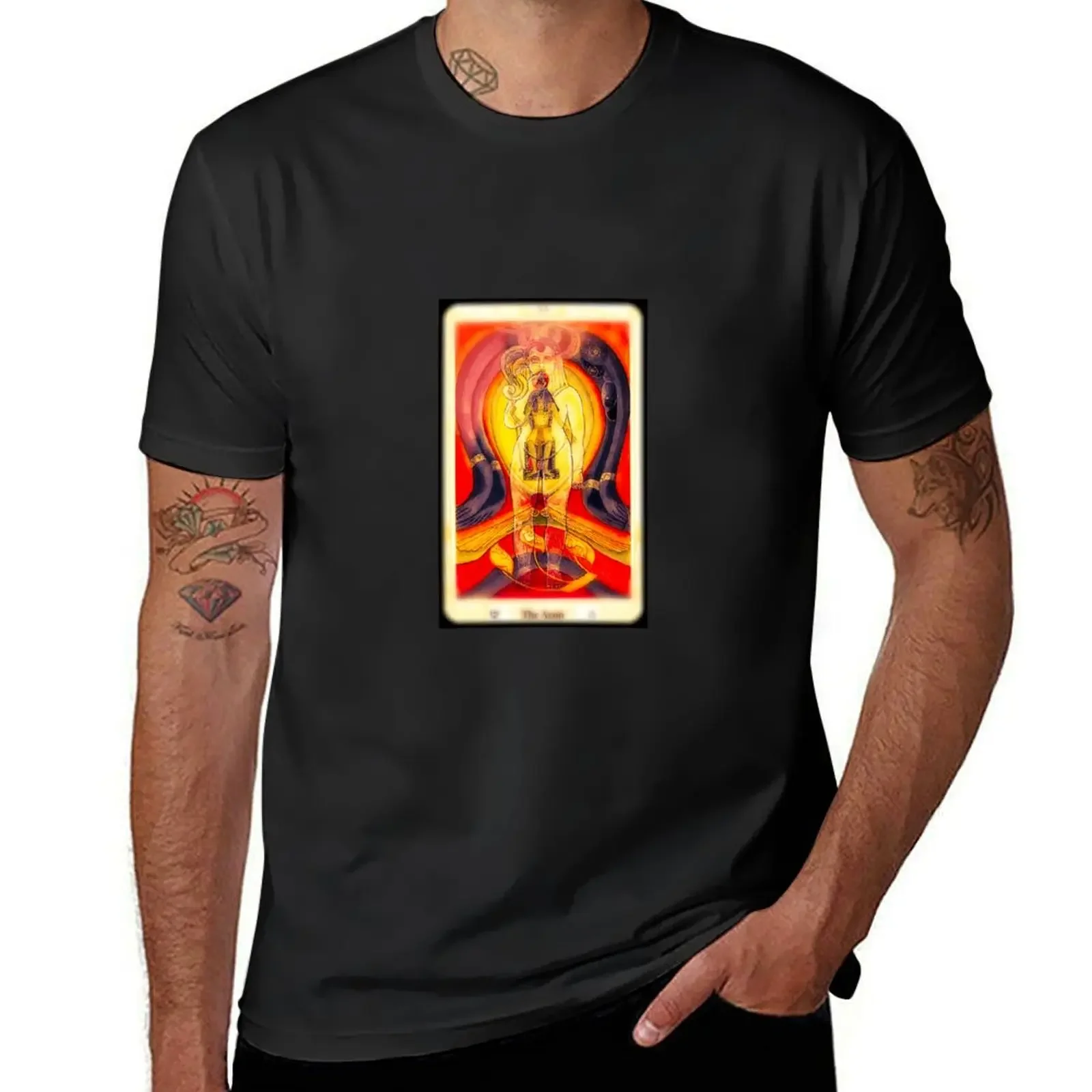 Crowley Thoth Tarot Card THE AEON #20 T-Shirt gifts for boyfriend custom t shirt blue lock T-shirts for men cotton