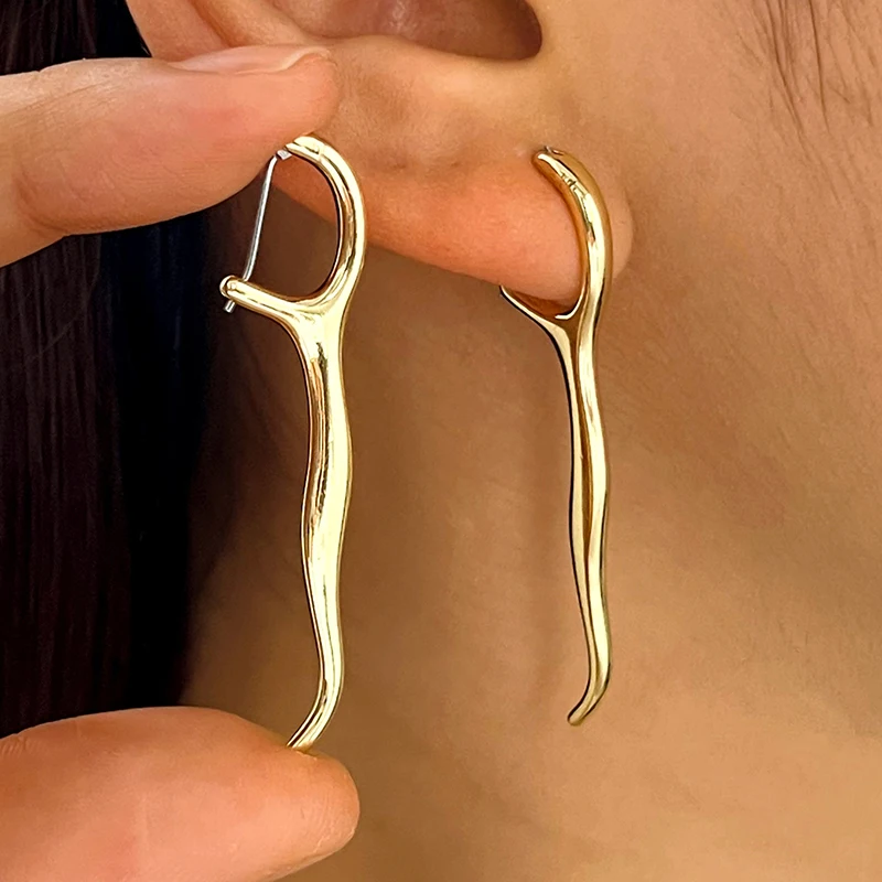 Gold Color Silver Color Irregular Abstract Hoop Earrings Unisex Creative Fashion Loop Earrings Jewelry Accessories For Men Women