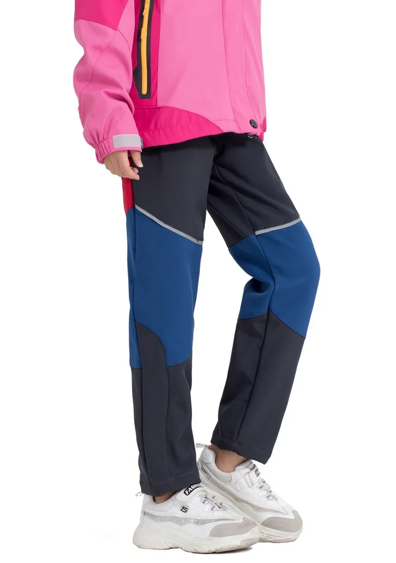2026 New Brand Boys And Girls Fleece Lined Waterproof Hiking Pants School Kids Sporty Climbing Trousers Child Soft Shell Bottoms