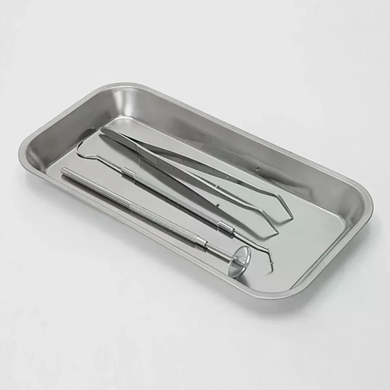 1pcs Kitchen Tray Stainless Steel Square Storage Tray Dental Medical Tool Nail Tattoo Dental Medical Device Supplies Tray Dish