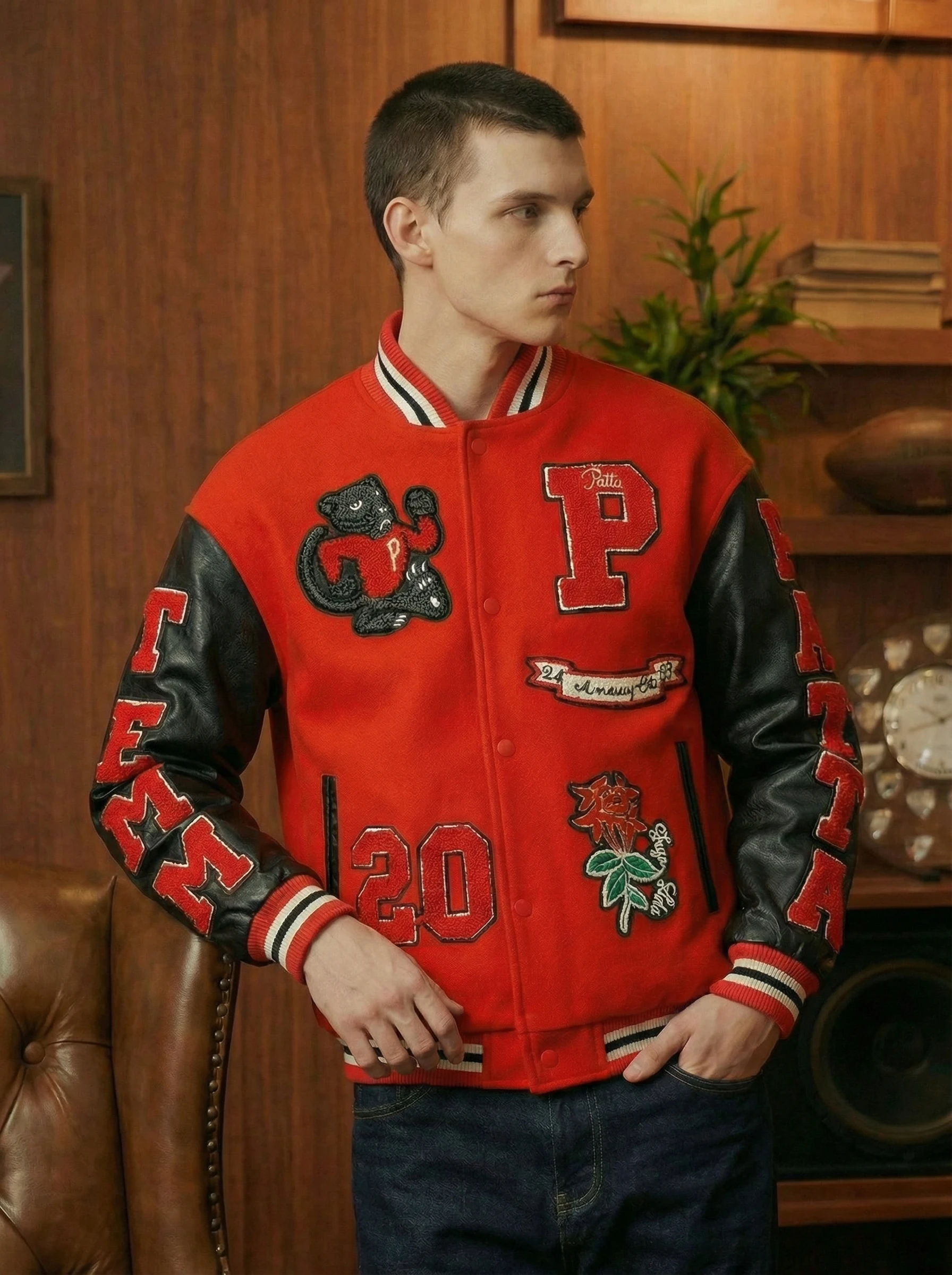 

American High Street Embroidered Baseball Jaet Men's Women's Spring Autumn Trendy Splicing Design Couple's Motorcycle Jae...