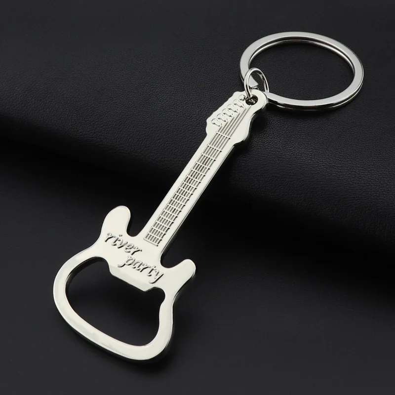 Metal Guitar Bottle Opener Keychain New Design Guitar Beer Bottle Can Opener Hangings Ring Keychain Tools Household Gifts