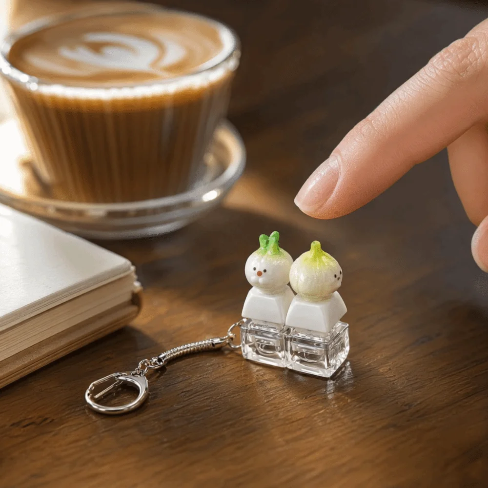 Funny Vegetable Clicker Keychain Cartoon with Lights Finger Button Keychain Pass The Time Plastic Car Pendant Kids Bag Pendant