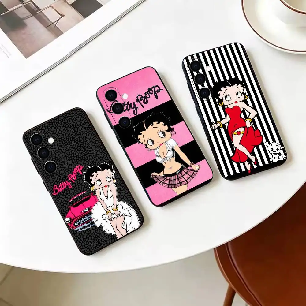 Coque de téléphone en silicone souple noir, dessin animé C-Cute B-Betty Boop, pour Samsung Galaxy A71 A72 A73 A51 et autres modèles associés