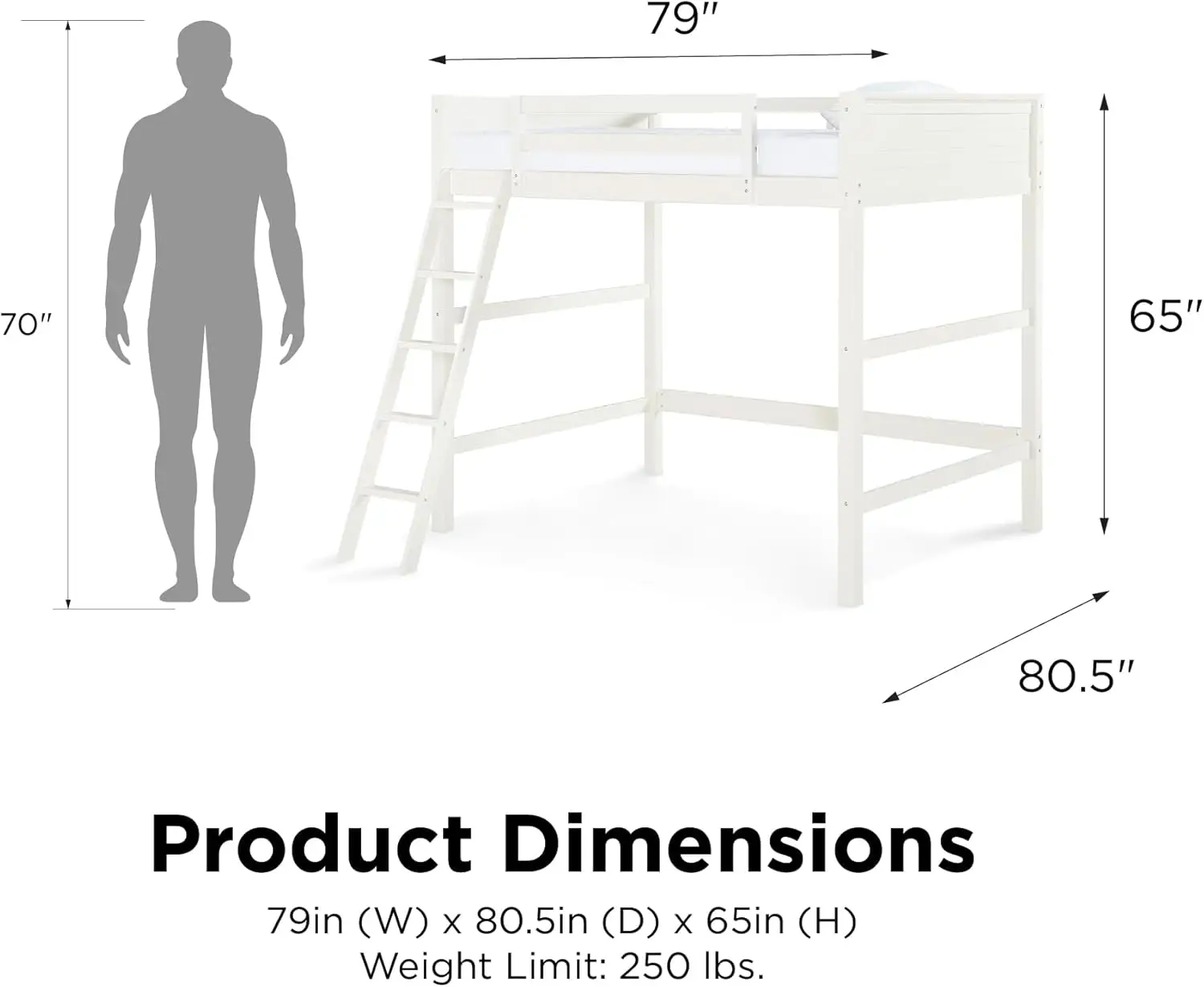 Denver LOFT Bed, Full, White