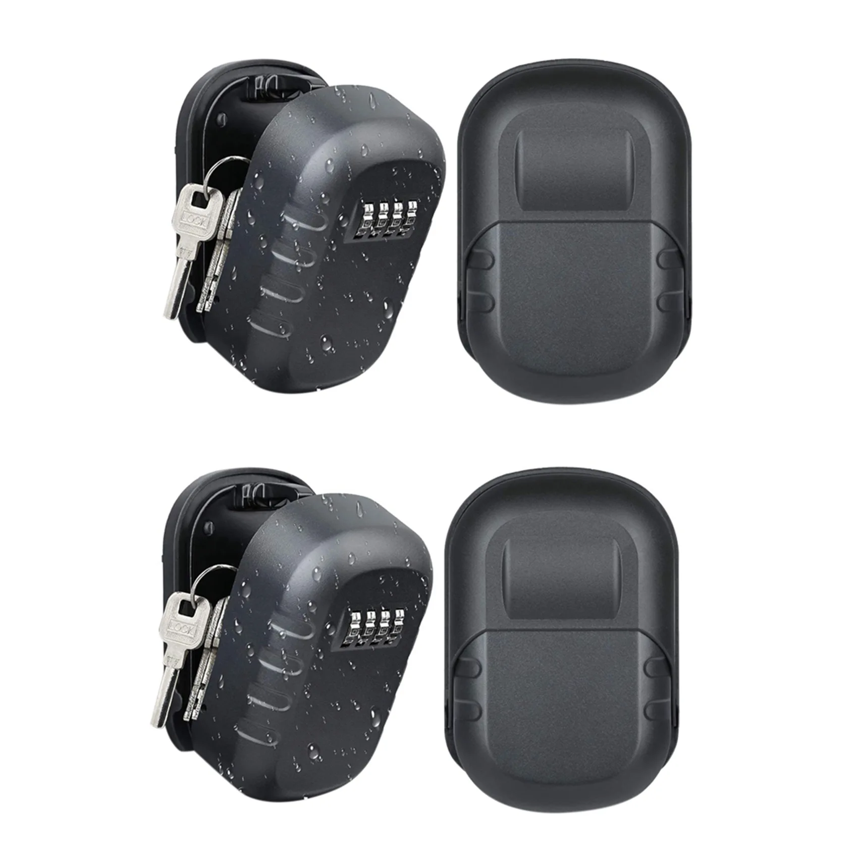 ABKN-2X Key Lock Box Wall Mount 4 Digit Combination Weatherproof Key Storage Lock Box, Large Capacity Security Combo Lockbox