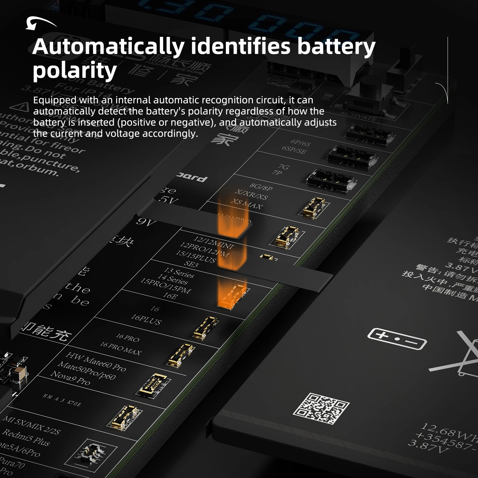 

YCS DC25 Battery Activation Fast Charge Detection Board for iPhone 6-16Pro Max & Android, 5V-9V Freely Switchable Repair Tool