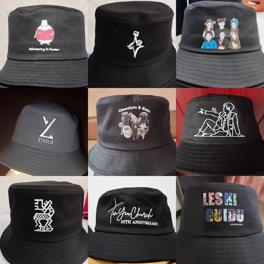 Custom LOGO Design Bucket Hat Brim Kpop Panama Bob Bucket Gorros Women Men Embroidered Print Logo Summer Casual Fishermen Cap