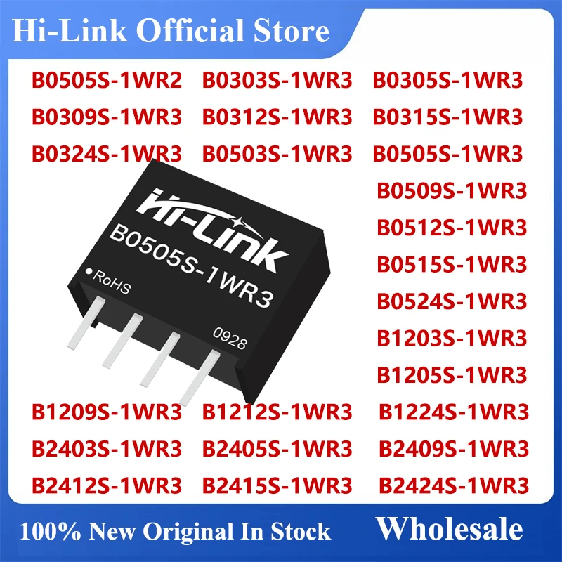 

10pcs/lot Mini B0503/05/09/12/15/24S-1WR3 1W 5V to 3.3V/5V/9V/12V/15V/24V DC DC Power Supply Module Smart Home 88% Efficiency