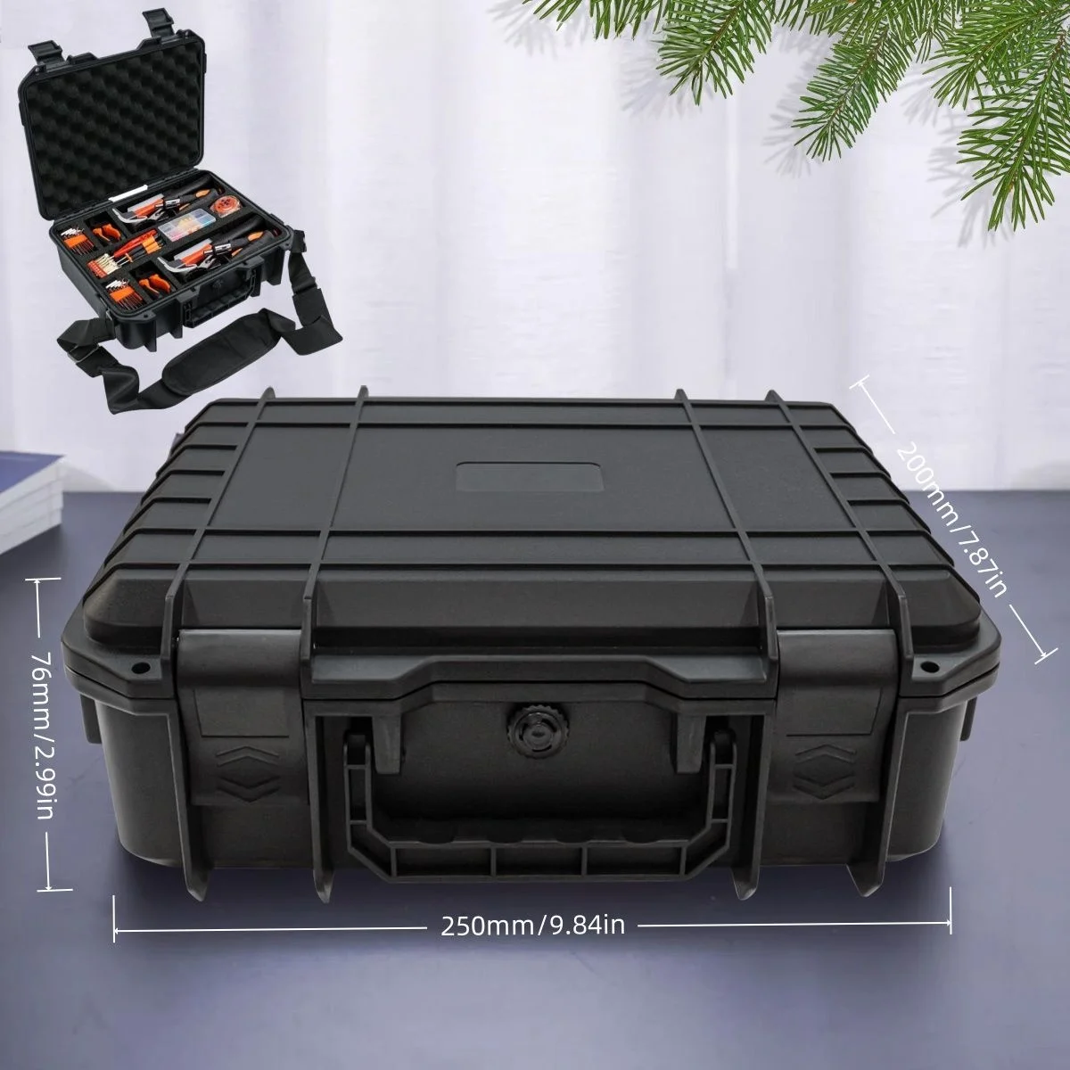 Durable Waterproof Utility Box, Hard Shell Carrying Case Without Foam, Industrial Storage Container for DIY Tools