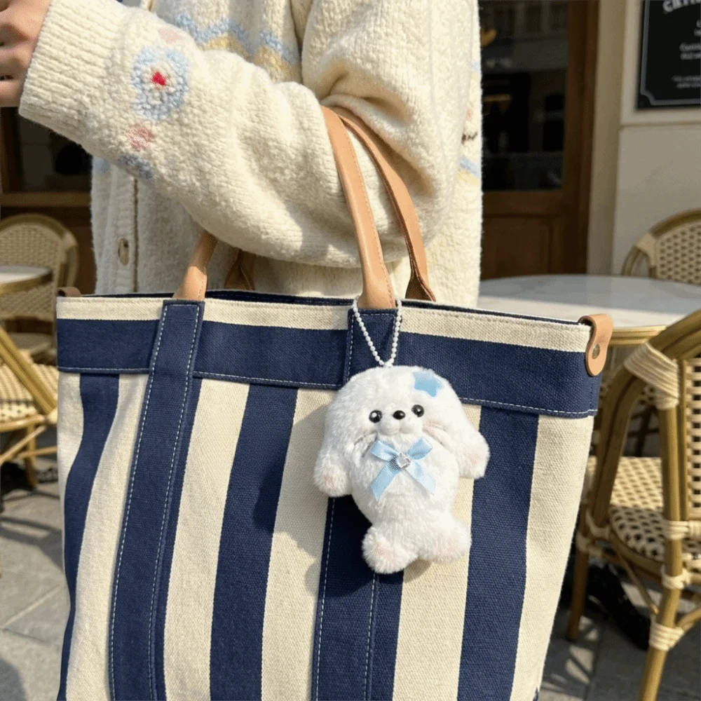 Bag Charm Chubby Seal Pendant Kawaii Fluffy Texture Fuzzy Seal Keychain Cartoon Ocean Animal Stuffed Pendant New Year