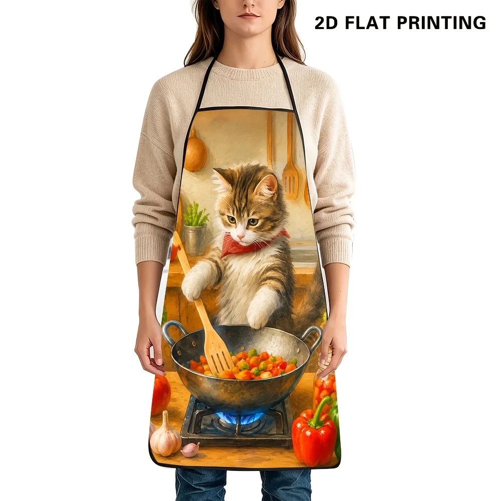 Cute Cat Cooking Apron Funny Kitchen Apron for Cat Lovers Novelty Apron for Cooking Baking Gifts