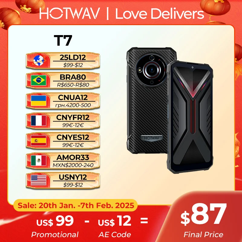 HOTWAV T7 견고한 스마트폰 초박형 6.52인치 HD+ 디스플레이 21MP 후면 카메라 모바일폰 6280mAh 배터리 안드로이드 13 핸드폰