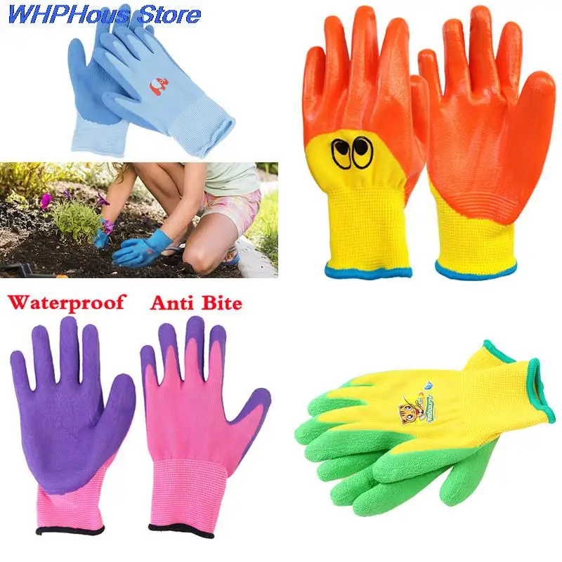 2PCS Kids Protective Hand Gloves Durable Garden Gloves for Children Waterproof Cleaning Protector Planting Working Gadget Tool