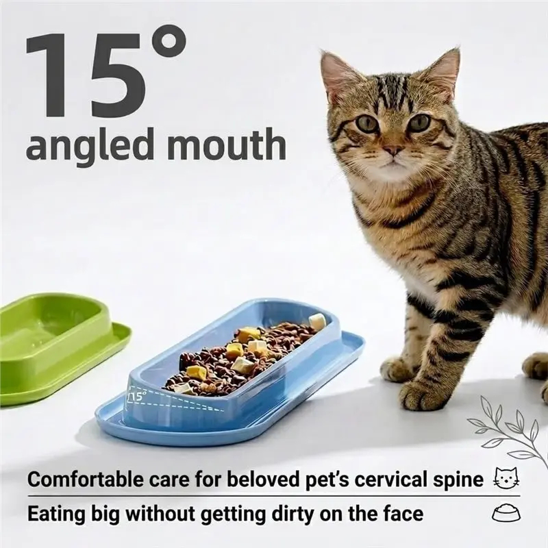 ABDJ-Multi-Cat Home 4Pack Long Pet Food Bowls Large Capacity Non-Slip Easy Clean Dishes Indoor & Outdoor Feeding