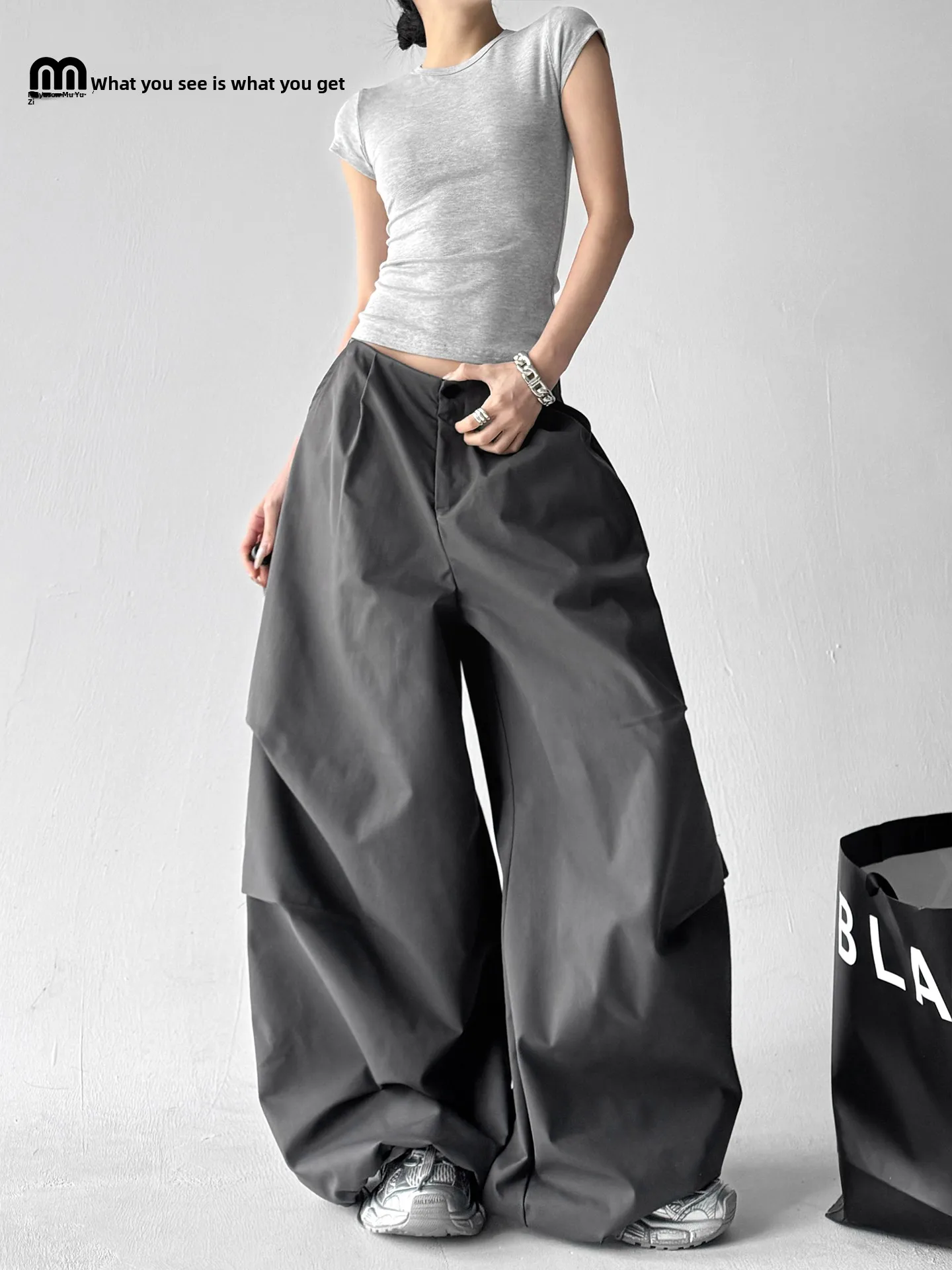 

Женские брюки с высокой талией и широкими штанинами, свободные, прямые, повседневные, в стиле «солдатские брюки», весна 2026, новинка, рабочая одежда...