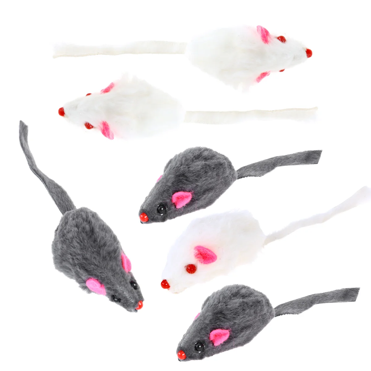 6Pcs False Mice Toys Interactive Mini Funny Mouse Toys with Sound Squeaky Toys for Pet Cats Kitten