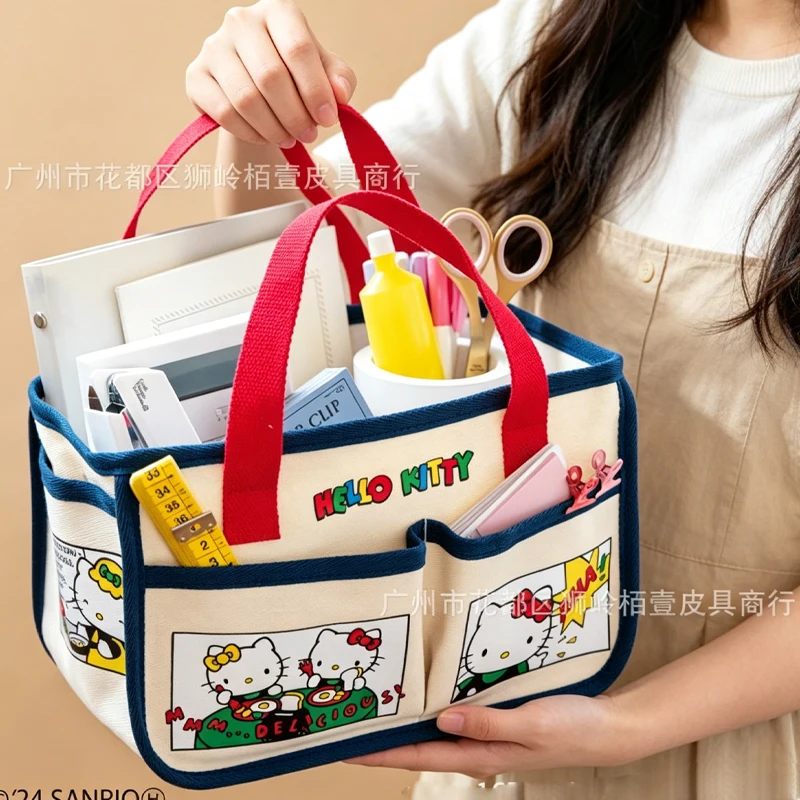 Hello Kittys Bag Sanrios Cosmetic New Cartoon Handbag Kawaii Cartoon Bags For Woman Canvas Tote bag Canvas Handbag Storage Bag