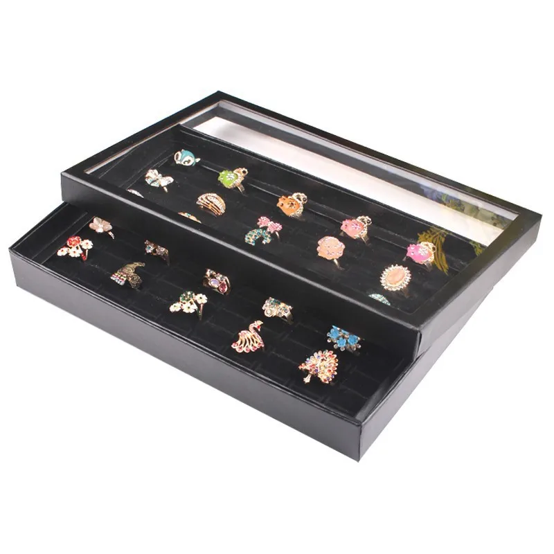 100 Slots Rings Display Stand Storage Box Ring Box Jewelry Organizer Box Holder Show Case Casket Storage Containers