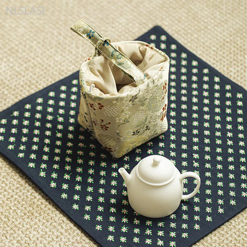 Handmade Cloth Storage Bag Gaiwan Teapot Storage Bag Teacup Portable Portable Cloth Bag Tea Ceremony Accessories