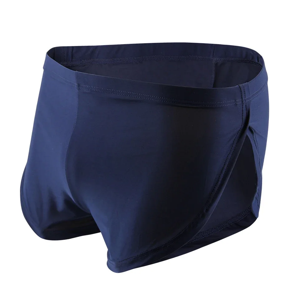 Men's Sexy Ice Silk Loose Boxer Briefs Breathable Seamless Button Split Aro Pants Underwear Daily Thin Men Panties view 4