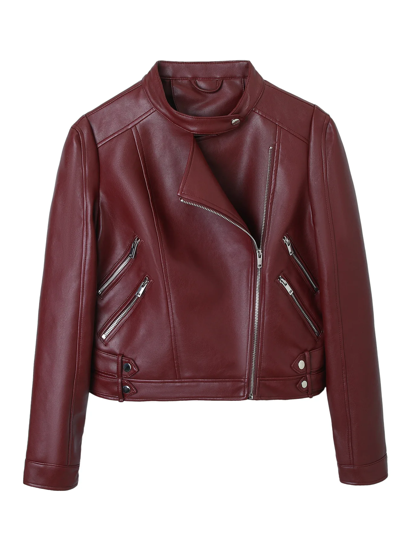 PU-Lederjacke, hochwertiger Damenmantel, modische Straßenmotorrad-Lederjacke, Damenbekleidung mit Reißverschluss