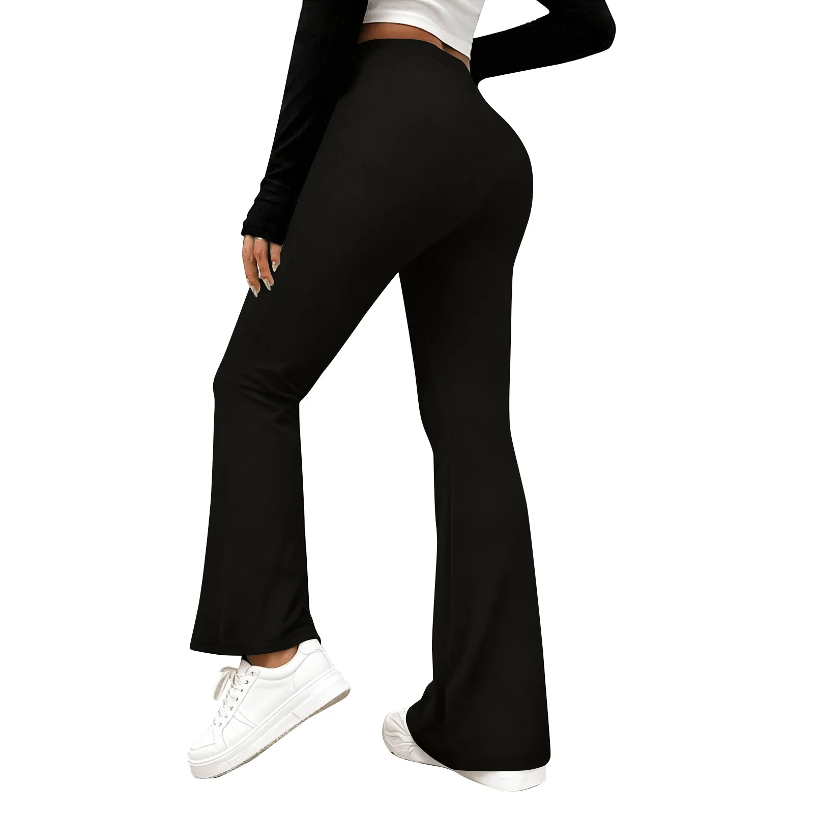 Zwangerschapsyogabroek met een buikzak Rekbare wijde pijpen Werk-casual broek Zwangerschapsloungewear-broek Workout-legging