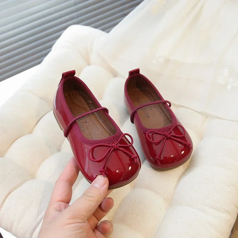 

Round Toe Patent Leather Ballet Flats For Baby Girl Classic Bowknot Elastic Band Ballerina Shoes Toddler Kid Soft Dress Zapatos