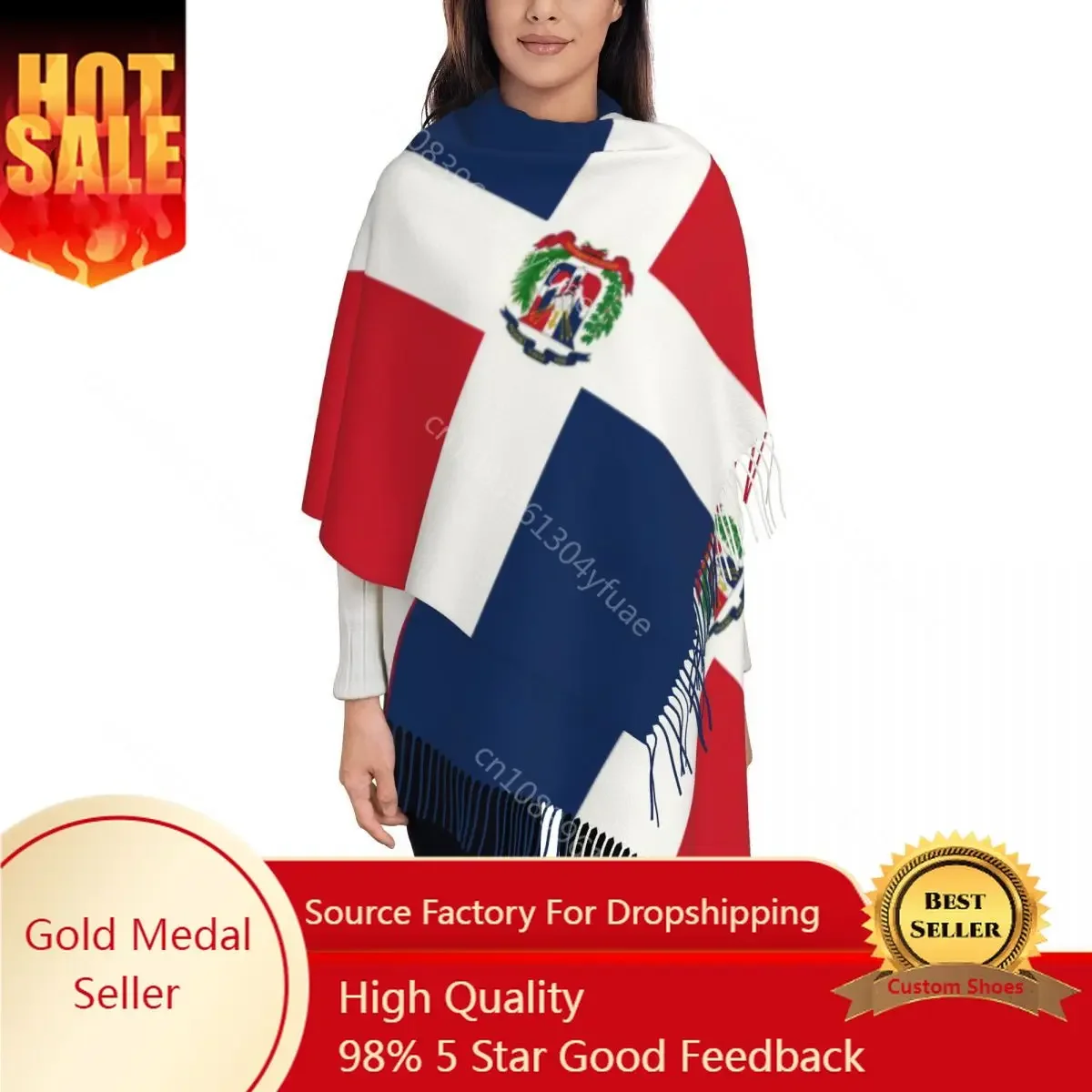 Dominican Republic Dominica Flag Shawl Wrap for Ladies Winter Warm Large Long Scarf Pashmina Shawl Scarves