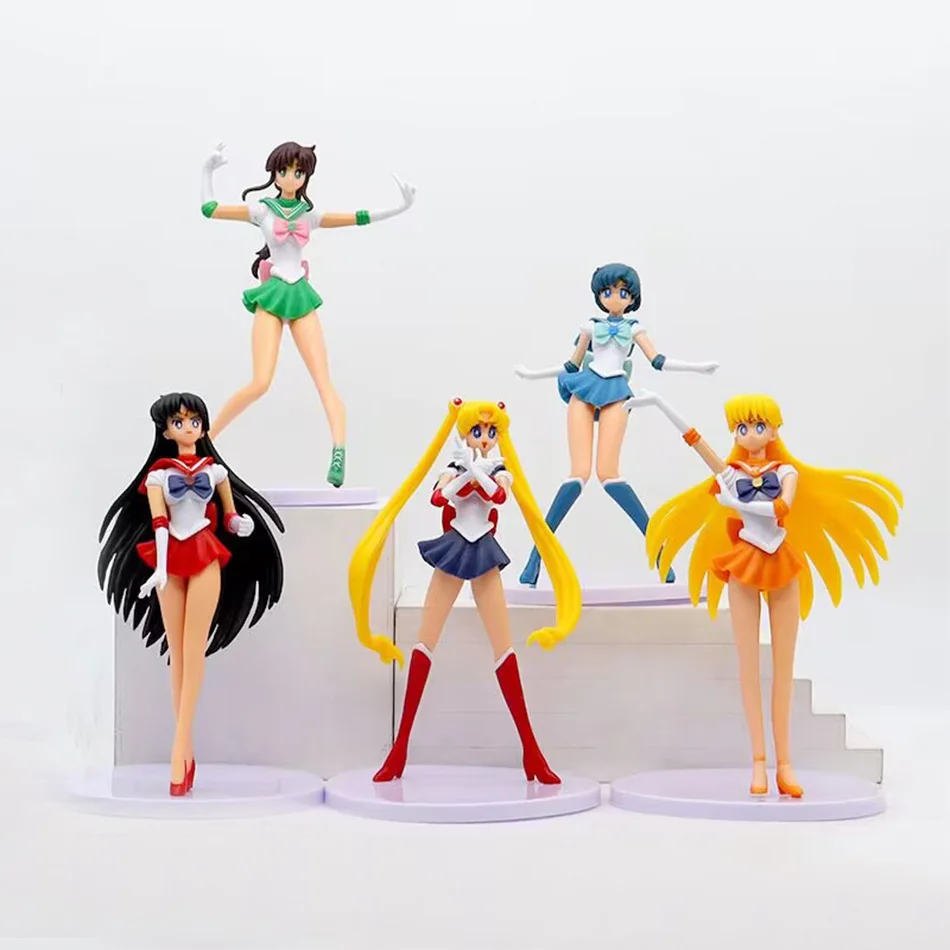 5pcs-Set Sailor Moon Anime Figure Mizuno Ami Tsukino Usagi Hino Rei Aino Minako Action Figure Model Kawaii Doll Toys Gift