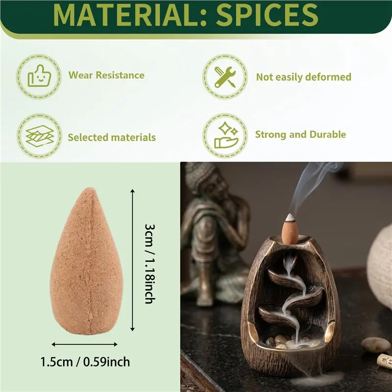 B50C 100Pcs Reflux Incense Cones Aromatherapy Lavender Rose Jasmine