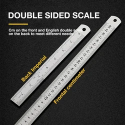 1Pcs 15cm/20cm/30cm/50cm Double Side Scale Stainless Steel Straight Ruler Measuring Tool Stainless Steel Rule 0.5mm/0.7mm