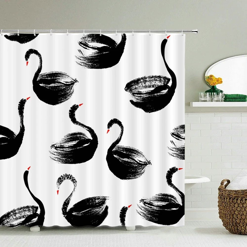 Bathroom Birds Shower Curtain Plants Butterfly Pattern  s Waterproof   with 12 Hooks Home Decorations