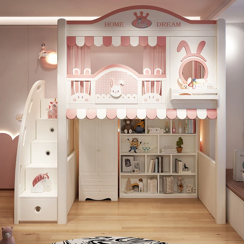 Go to bed Under table Household combination bed Integrated children's bed Bunk  Girl high and low  Multifunctional 210
