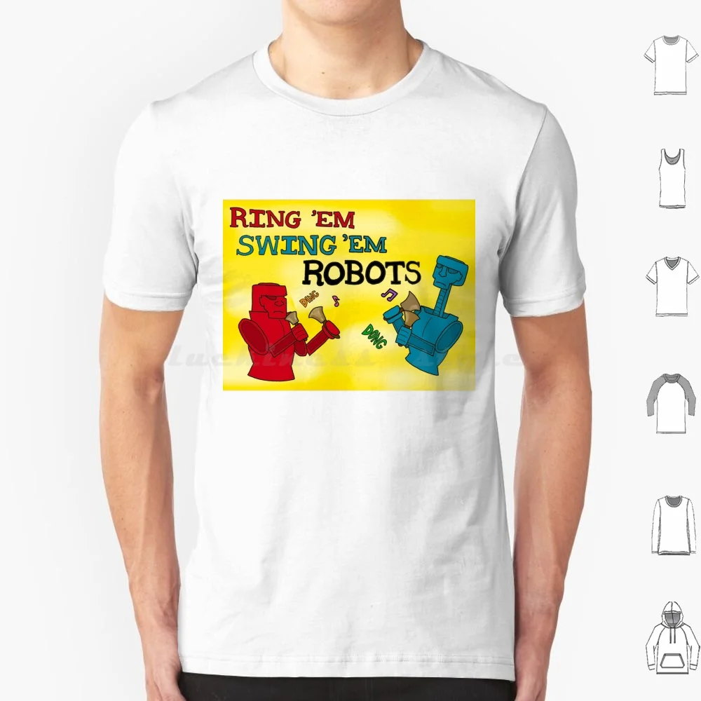 Ring ‘em Swing ‘em Robots T Shirt Cotton Men Women DIY Print Handbells Bell Choir Ringing Bells Color Robots Board Games