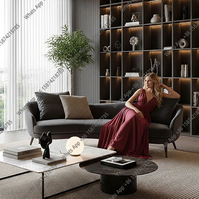 

V Italian Light Luxury Minimalist Apartment Living Room Special-shaped Sofa Soft Decoration Designer Reception Curved Sofa