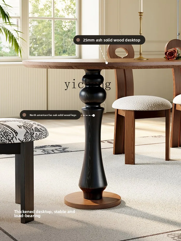 

French Vintage Style Island Dining Table for Home Small Apartment Foldable Solid Wood Dining Table